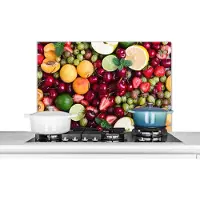 KitchenYeah Spatscherm keuken 90x60 cm - Kookplaat achterwand Fruit - Kleuren - Zomer - Muurbeschermer - Spatwand fornuis - Hoogwaardig aluminium