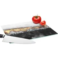 KitchenYeah Glazen Snijplank - 28x20 - Gold - Chic - Abstract - Snijplanken Glas