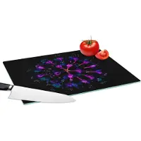 KitchenYeah Glazen Snijplank - 39x28 - Bloem - Paars - Blauw - Macro - Zwart - Snijplanken Glas