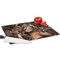 KitchenYeah Glazen Snijplank - 39x28 - Luxe - Vrouw - Dieren - Vlinders - Vogels - Snijplanken Glas