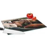 KitchenYeah Glazen Snijplank - 39x28 - Paarden - Dieren - Wild - Snijplanken Glas