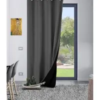 Home Style Alina Kant-en-Klaar Gordijn Grijs | 140x260 cm | Verduisterend & Thermisch | Met Ringen | 100% Polyester 420 g/m² | Per Stuk