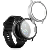 Kwmobile 2x cover geschikt voor Garmin vivoactive 6 (42mm) / Active 6 - Fitnesstracker cover van gehard glas en kunststof frame set zwart / zilver
