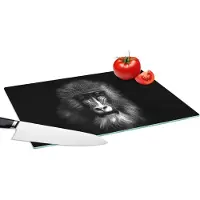 KitchenYeah Glazen Snijplank - 39x28 - Aap - Dieren - Ogen - Bruin - Zwart wit - Snijplanken Glas