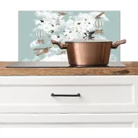 KitchenYeah Spatscherm keuken 70x30 cm - Kookplaat achterwand Wereldkaart - Kind - Vliegtuig - Muurbeschermer - Spatwand fornuis - Hoogwaardig aluminium