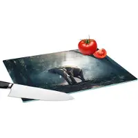 KitchenYeah Glazen Snijplank - 39x28 - Olifant - Dieren - Licht - Bos - Natuur - Wilde dieren - Snijplanken Glas