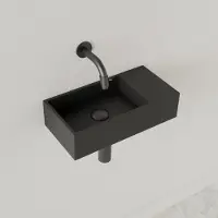 Gliss Design Fontein Nano 36x18x9 cm Zonder Kraangat Rechts Mat Zwart