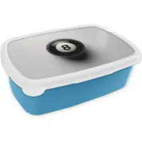 MuchoWow Broodtrommel Blauw - Lunchbox Biljartbal - Getal - Acht - Wit - Brooddoos 18x12x6 cm - Brood lunch box - Broodtrommels voor kinderen en volwassenen