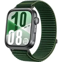 Strap-it Wave nylon bandje met klittenbandsluiting - geschikt voor Huawei Watch Fit 3 / Watch Fit 4 / Watch Fit 4 Pro / Watch Fit 5 / Watch Fit 5 Pro (donkergroen)
