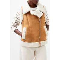French Connection Camry Suedette Gillet Tan Maat: XL | Gilets Outlet | Dames | Bruin