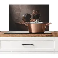 KitchenYeah Spatscherm keuken 60x40 cm - Kookplaat achterwand Stilleven - Pompoen - Donker - Rustiek - Muurbeschermer - Spatwand fornuis - Hoogwaardig aluminium
