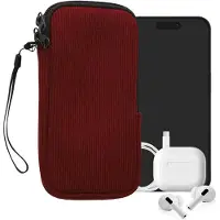 Kwmobile Telefoontasje voor XXL - 7" Hoesje - Van Neopreen en Ribfluweel - Mobieltasje 17,8 x 8,5 cm - Smartphone tasje in wijnrood