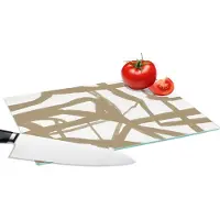 KitchenYeah Glazen Snijplank - 28x20 - Bruin - Wit - Abstract - Snijplanken Glas