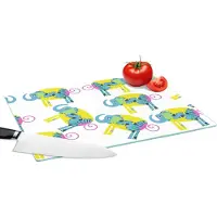KitchenYeah Glazen Snijplank - 39x28 - Olifant - Geel - Ornament - Patronen - Snijplanken Glas
