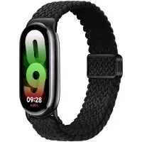 Strap-it Gevlochten nylon bandje met magneetsluiting - geschikt voor Xiaomi Smart Band 8 / Smart Band 9 / Smart Band 10 (zwart)
