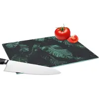 KitchenYeah Glazen Snijplank - 28x20 - Jungle - Palmboom - Bladeren - Tropisch - Snijplanken Glas