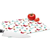 KitchenYeah Glazen Snijplank - 28x20 - Patronen - Dieren - Kip - Snijplanken Glas