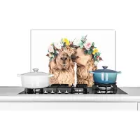 KitchenYeah Spatscherm keuken 70x50 cm - Kookplaat achterwand Alpaca - Bloemen - Dieren - Natuur - Muurbeschermer - Spatwand fornuis - Hoogwaardig aluminium