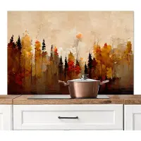 KitchenYeah Spatscherm keuken 120x80 cm - Kookplaat achterwand Natuur - Bomen - Kunst - Bruin - Beige - Muurbeschermer - Spatwand fornuis - Hoogwaardig aluminium