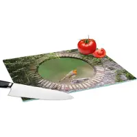 KitchenYeah Glazen Snijplank - 39x28 - Vogel - Doorkijk - Roodborstje - Snijplanken Glas