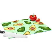 KitchenYeah Glazen Snijplank - 39x28 - Avocado - Patronen - Groen - Snijplanken Glas