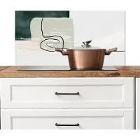 KitchenYeah Spatscherm keuken 90x45 cm - Kookplaat achterwand Abstract - Kunst - Groen - Wit - Verf - Muurbeschermer - Spatwand fornuis - Hoogwaardig aluminium