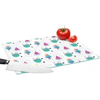 KitchenYeah Glazen Snijplank - 39x28 - Patroon - IJs - Watermeloen - Snijplanken Glas