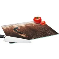 KitchenYeah Glazen Snijplank - 39x28 - Vogel - Uil - Zonsondergang - Natuur - Snijplanken Glas