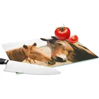 KitchenYeah Glazen Snijplank - 28x20 - Paard - Strand - Dieren - Snijplanken Glas
