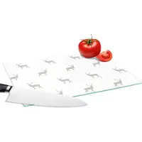 KitchenYeah Glazen Snijplank - 28x20 - Patronen - Hert - Wit - Snijplanken Glas