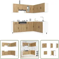 vidaXL Keukenkastenserie - Keuken Kast - 11-delige Keukenkastenset Kalmar bewerkt hout artisanaal eiken - Houten Keukenkasten - Kunststof Keukenkasten - Keukenopstelling