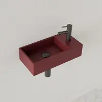 Gliss Design Fontein Nano 36x18x9 cm 1 Kraangat Rechts Mat Wijn Rood