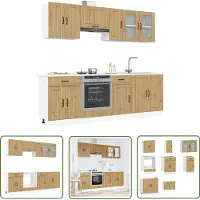 vidaXL Houten Keukenkasten - Keukenkasten - 8-delige Keukenkastenset Kalmar bewerkt hout artisanaal eiken - Keukenkastenserie - Artisan Eiken - Opslagoplossing