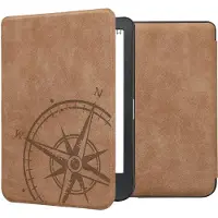 Kwmobile hoes geschikt voor Kobo Clara BW / Colour - Hoesje voor ereader in bruin - Vintage Kompas design