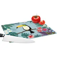 KitchenYeah Glazen Snijplank - 28x20 - Toekan - Planten - Bloemen - Kinderen - Dieren - Kids - Snijplanken Glas