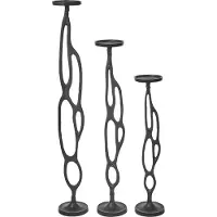 Beliani Kandelaar Aluminium Zwart Set van 3 BUNI