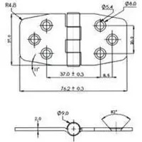 Goldenship Cubierta Ss16 Hinge Zilver 37 x 76 mm