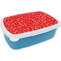 MuchoWow Broodtrommel Blauw - Lunchbox - Brooddoos - Wiskunde - Nummers - Cijfers - Patronen - 18x12x6 cm - Kinderen - Jongen