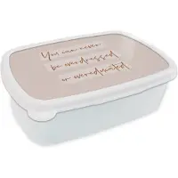 MuchoWow Broodtrommel Wit - Lunchbox - Brooddoos - Quotes - Mode - Educated - Studeer - Studenten - 18x12x6 cm - Volwassenen