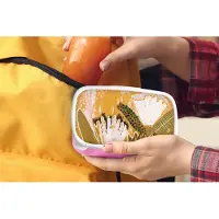 MuchoWow Broodtrommel Roze - Lunchbox - Brooddoos - Bloemen - Geel - Kleuren - Planten - 18x12x6 cm - Kinderen - Meisje