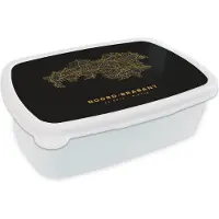 MuchoWow Broodtrommel Wit - Lunchbox - Brooddoos - Noord-Brabant - Kaart - Nederland - 18x12x6 cm - Volwassenen