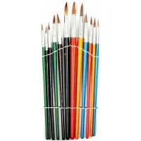 Titanum Serie - Kegelpenselen voor Aquarelverf - 12 stuks - Houten Handgrepen - Kleurrijk - Geitenhaar