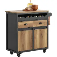 SoBuy Keukeneiland, opbergmeubel met 2 deuren, bruin, Scandinavisch design, model FKW122-SCH
