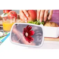 MuchoWow Broodtrommel Wit - Lunchbox - Brooddoos - Bloemen - Rood - Natuur - Planten - 18x12x6 cm - Volwassenen