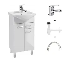 Deftrans Mea - Wastafelmeubel - Wit Glans - Inclusief Bateria & Syfon