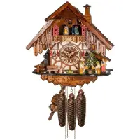 Engstler - 48717/8_MT - Koekoeksklok - 8-daags kettinguurwerk - Notenhout - met muziek met dansend paar - 35 cm
