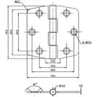 Goldenship Cubierta Ss16 Hinge Zilver 75 x 74 mm