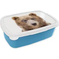 MuchoWow Broodtrommel Blauw - Lunchbox - Brooddoos - Beer - Bruin - Dieren - Natuur - 18x12x6 cm - Kinderen - Jongen