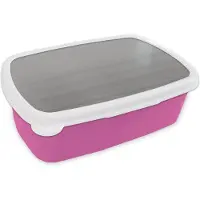 MuchoWow Broodtrommel Roze - Lunchbox - Brooddoos - Metaal print - Zilver - Lijn - Grijs - Structuur - 18x12x6 cm - Kinderen - Meisje