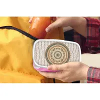 MuchoWow Broodtrommel Roze - Lunchbox - Brooddoos - Bloemen - Mandala - Vintage - Bruin - Hippie - 18x12x6 cm - Kinderen - Meisje